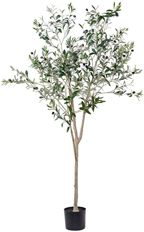 Photo 1 of Artificial Olive Trees Silk Trees Faux Olive 6ft Tall Tree in Potted Oliver Branch Leaves and Fruits for Modern Home Decor Indoor
