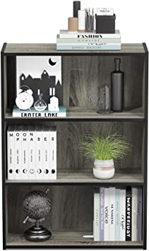 Photo 1 of Furinno Pasir 3-Tier Open Shelf Bookcase, French Oak Grey