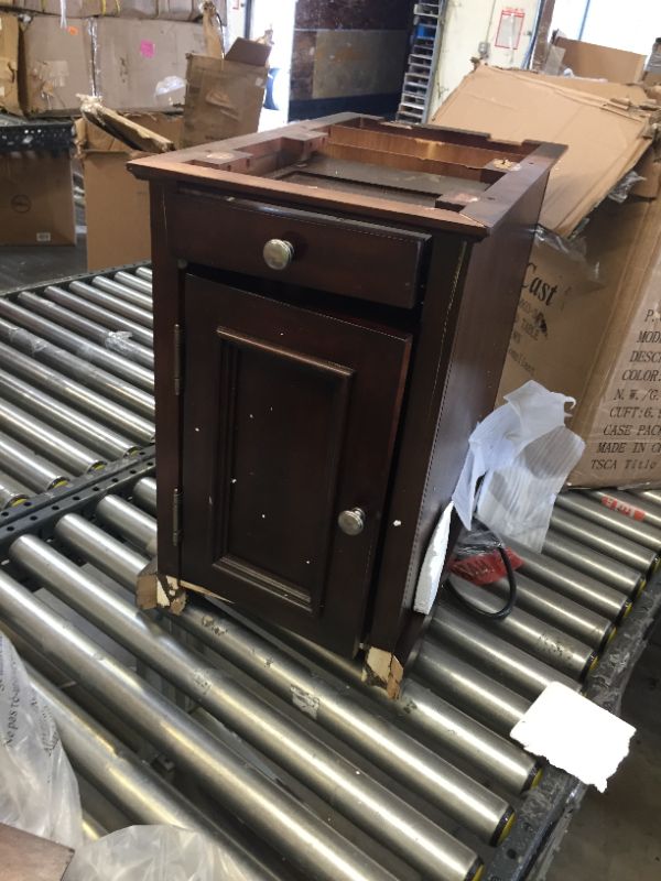 Photo 2 of Ball & Cast Traditional End Table with Charging Station Chair Side Table with Charging Outlets and USB Ports, Sable Brown
