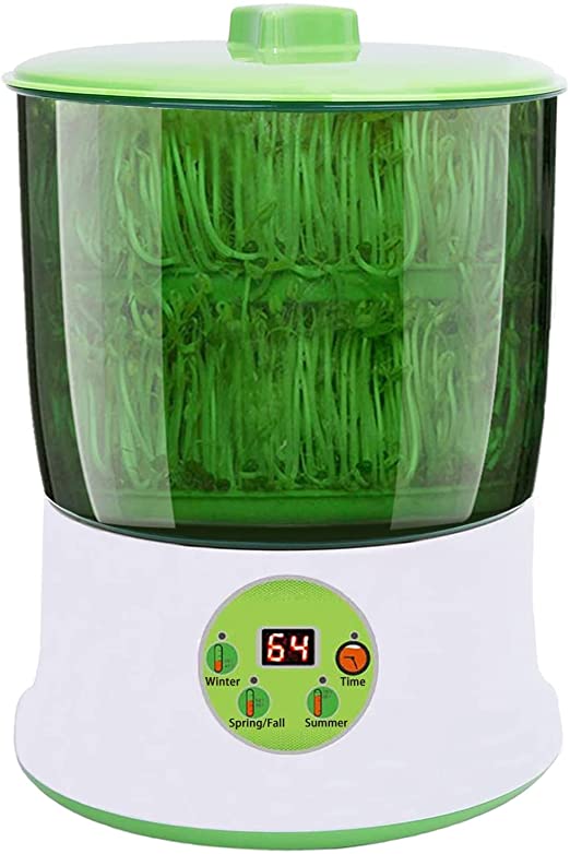 Photo 1 of Bean Sprouts Machine, Seed Sprouter Kits, LED Display Time, Intelligent Automatic Bean Sprouts Maker, 2 Layers Function Large Capacity Seed Grow, Also for Radish, Alfalfa, Wheatgrass, Broccoli Sprouts
