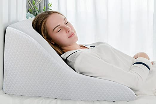 Photo 1 of AngQi Wedge Pillows for Sleeping, Incline Pillow, Bed Wedge Pillow for Anti Snore, Acid Reflux - Elevated Pillow, TV Pillow, Back Pillows for Sitting in Bed with Breathable Removable Cover - White
