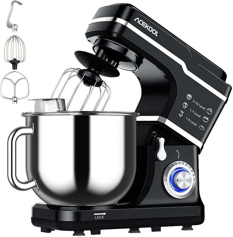 Photo 1 of Stand Mixer, 7.5QT Kitchen Electric Food Mixer 10-Speed Tilt-Head Dough Mixer for Baking&Cake, with Stainless Steel Bowl, Whisk, Dough Hook, Beater, Splash Guard (660W)BLACK MC1
