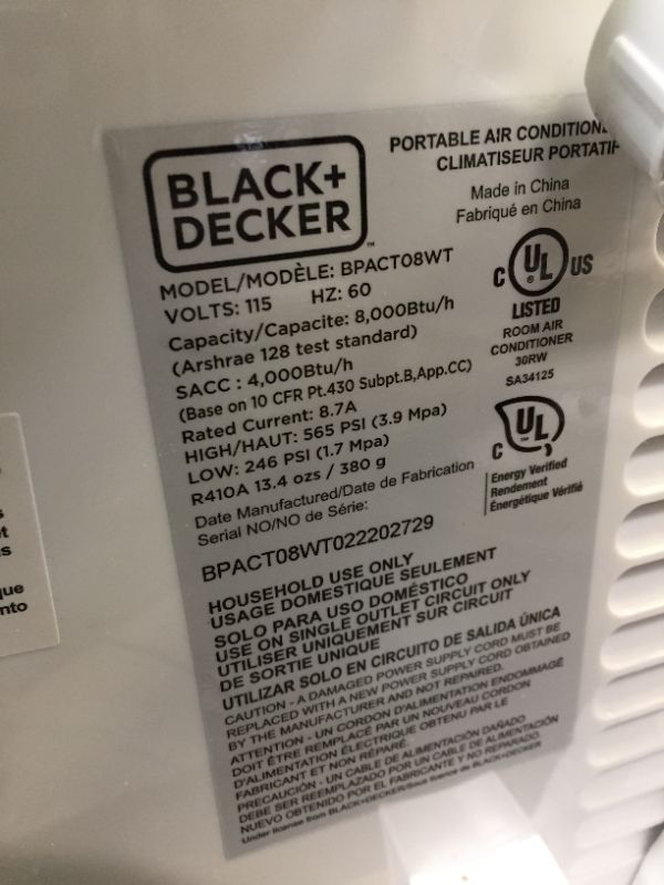 Photo 1 of BLACK+DECKER 5,000 BTU Portable Air Conditioner

