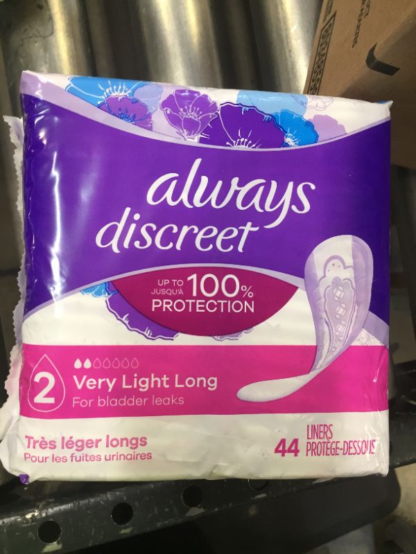 Photo 2 of Always Discreet Incontinence Liners - Very Light Absorbency - L
3PACK
