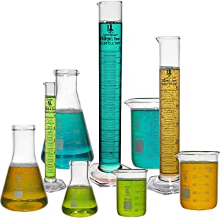 Photo 1 of Beaker, Flask, Cylinder Set, 3.3 Boro. Glass - 9 Pieces - Beaker Set, Flask Set, and Graduated Cylinder Set, Karter Scientific