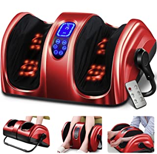 Photo 1 of Foot Massager-Foot Massage Machine w/ Heat & Remote 5-in-1 Reflexology System-Shiatsu, Kneading, Rolling, Scraping for Calf-Leg-Ankle Plantar Fasciitis, Blood Circulation, Pain Relief-Red