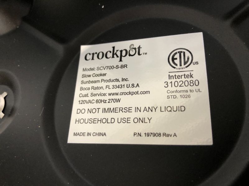 Photo 5 of Crock-Pot 7qt Manual Slow Cooker - Silver SCV700-SS