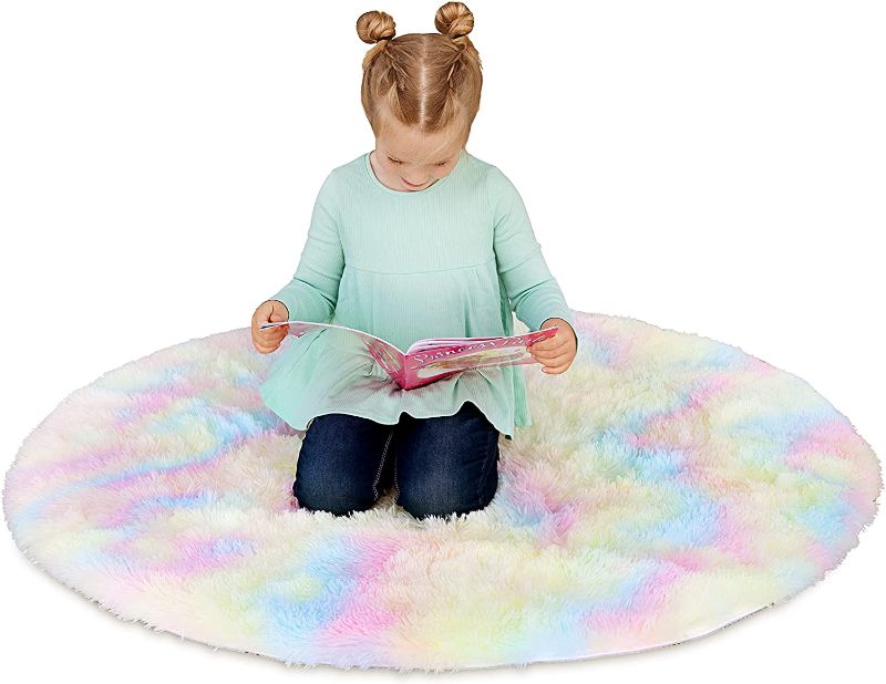 Photo 1 of 
Joyful Rugs Tie Dye Unicorn Rug with Extra Padding, Fluffy Fuzzy Faux Round Fur Rug, Pastel Rainbow Colorful Room Decor for Girls Bedroom Kids Room Playroom...
Size:Round 4ft
