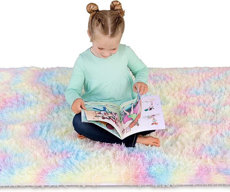 Photo 1 of Joyful Rugs Tie Dye Unicorn Rug with Extra Padding, Soft Fluffy Fuzzy Fur Area Rugs for Bedroom Aesthetic, Kawaii Pastel Rainbow Decor for Girls Bedroom...
Size:Rectangle 3x5ft