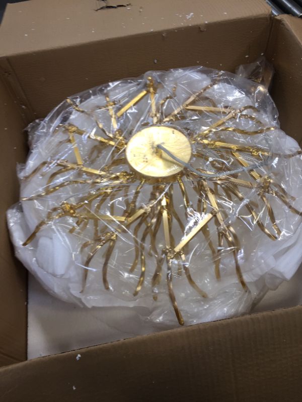 Photo 1 of 24''Inches Modern Crystal Chandeliers Lighting Ceiling Pendants Chandeliers Crystal Raindrop Hanging Lights Fixtures Branch Chandeliers Tassel 10-Lights Gold Light Living Room Foyer Entryway
