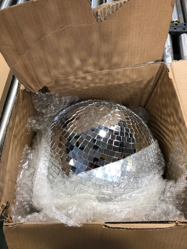 Photo 2 of 12" Disco Ball Mirror Ball Disco Party Decoration Stage Light Dj Light Effect Home Business Christmas Display Decoration Silver
