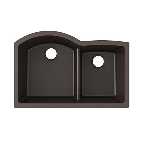 Photo 1 of Elkay Quartz Classic ELGHU3322RMC0 Mocha Offset 60/40 Double Bowl Undermount Sink with Aqua Divide