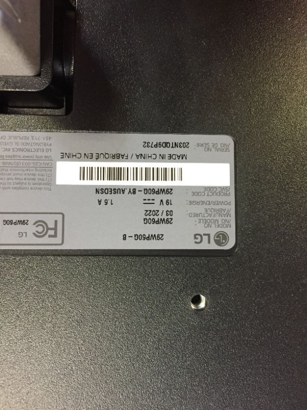 Photo 1 of LG 29WP60G-B 29 Inch 21:9 UltraWide Full HD IPS Monitor with sRGB 99 Color Gamut and HDR 10, USB Type-C Connectivity