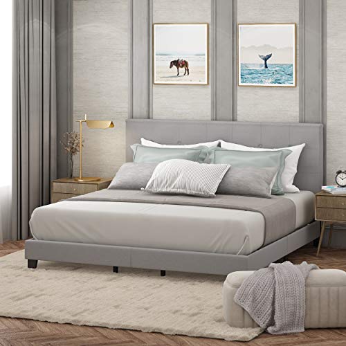 Photo 1 of FURINNO Laval Button Tufted Upholstered Platform Bed - King