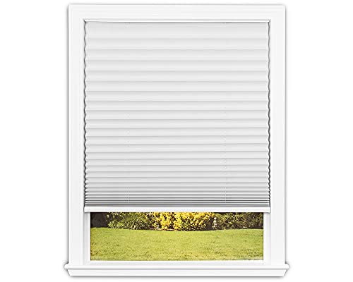 Photo 1 of Easy Lift Trim-at-Home Cordless Pleated Light Blocking Fabric Shade White, 48 in x 64 in