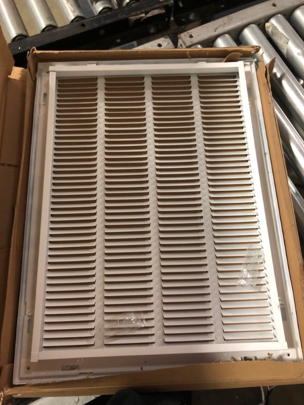 Photo 2 of 16" X 22" Steel Return Air Filter Grille for 1" Filter - Easy Plastic Tabs for Removable Face/Door - HVAC DUCT COVER - Flat Stamped Face -White [Outer Dimensions: 17.75w X 23.75h]