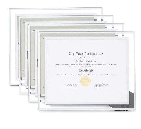 Photo 1 of 4 Pc Glass Diploma Holders, 11 x 8.5 Inch Floating Frame Certificate Covers
