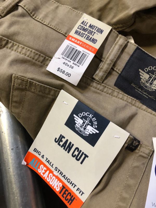 Photo 1 of Dockers Men's Straight Fit Jean Cut All Seasons Tech Pants Big & Tall 40W x 36L New British Khaki