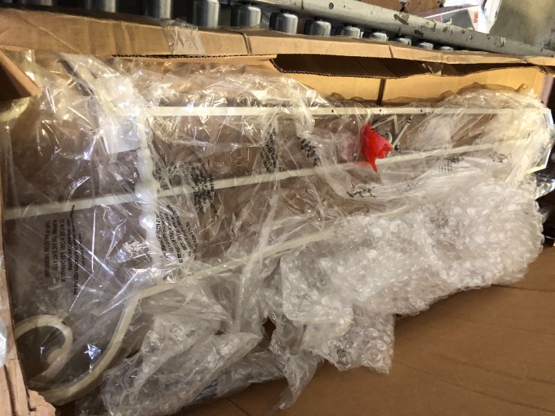 Photo 1 of Deco 79 Metal Scroll Large Free Standing Adjustable Display Stand Easel with Chain Support, 20" x 27" x 61", White White 20" x 27" x 61"