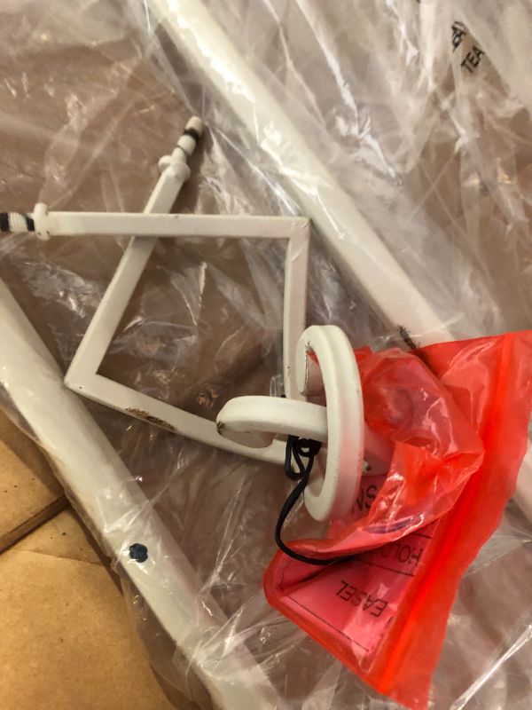 Photo 1 of Deco 79 Metal Scroll Large Free Standing Adjustable Display Stand Easel with Chain Support, 20" x 27" x 61", White White 20" x 27" x 61"