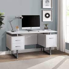 Photo 1 of Deja Double 60 in. Rectangular White MDF 3 Drawer Pedestal Desk with Drawers
