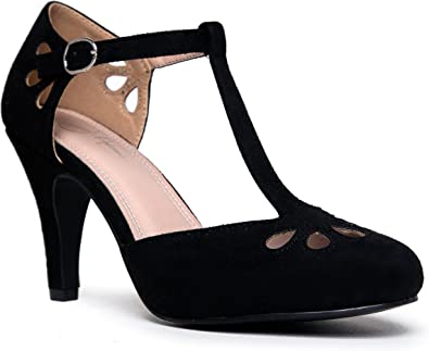 Photo 1 of J. Adams Pepper Mary Janes - Vintage Cutout Low Kitten Heels Retro T Strap Pumps SIZE 9
