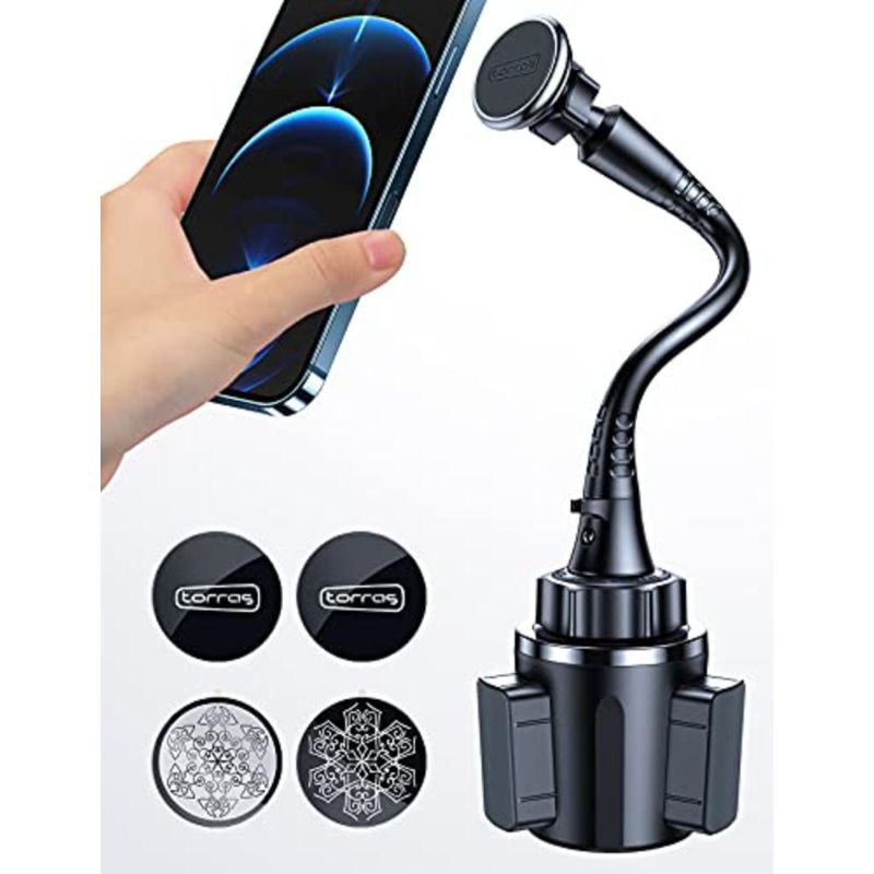 Photo 1 of [Upgraded 15in] TORRAS Magnetic Car Cup Holder Phone Mount Adjustable Gooseneck Cup Holder Phone Holder for Car Compatible with iPhone Samsung and All Cell Phones Bright Black