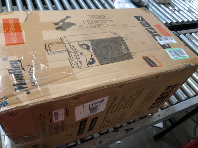 Photo 1 of Moukey Karaoke Machine, PA System Subwoofer, Portable Bluetooth Speaker w/ 2 Wireless Microphones, Lyrics Display Holder, Party Lights & Echo/Treble/Bass Adjustment, Support TWS/REC/AUX/MP3/USB/TF/FM 10" Subwoofer