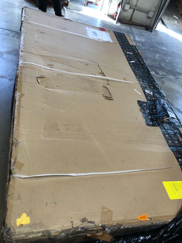 Photo 10 of American Legend Kirkwood 84” Air Powered Hockey Table with Rustic Wood Finish, K-Shaped Legs and Modern Design. Damage Wood Playing Surface as shown in pictures. Box packaging Damaged. 
