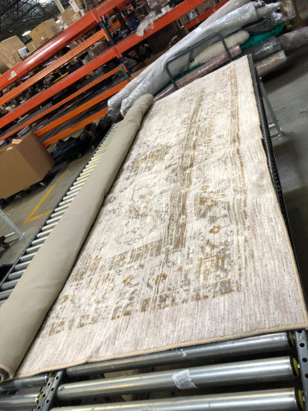 Photo 1 of 10'x12' Ombre Design Vintage Tufted Distressed Area Rug Tan - Threshold, Minor Dirt Stains on Item, Dirty from Shipping and Handling,
Moderate Use, Hair Found on Item. Creases and Wrinkles in Rug