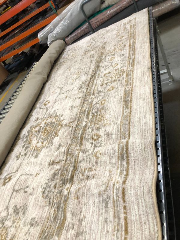 Photo 4 of 10'x12' Ombre Design Vintage Tufted Distressed Area Rug Tan - Threshold, Minor Dirt Stains on Item, Dirty from Shipping and Handling,
Moderate Use, Hair Found on Item. Creases and Wrinkles in Rug