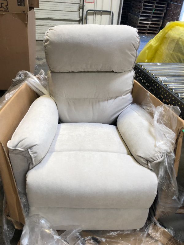 Photo 2 of Amazon Brand – Ravenna Home Pull Recliner with 360-Degree Swivel Glider, Living Room Chair, Beige. Box Packaging Damaged
