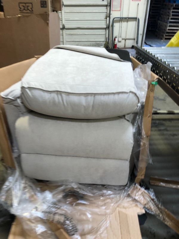 Photo 3 of Amazon Brand – Ravenna Home Pull Recliner with 360-Degree Swivel Glider, Living Room Chair, Beige. Box Packaging Damaged
