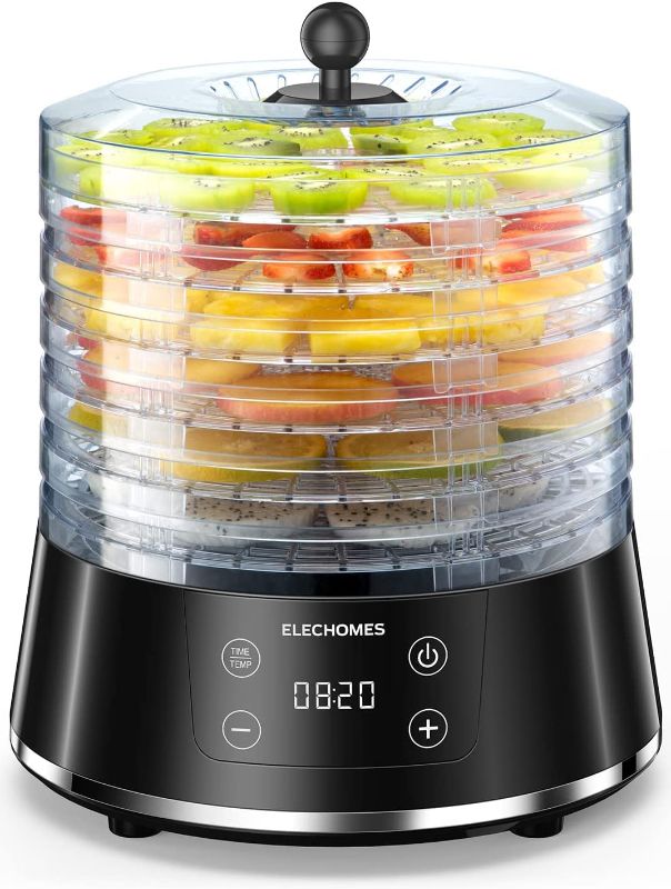 Photo 1 of Food Dehydrator, Elechomes Upgraded 6-Tray Dryer for Beef Jerky, Meat, Fruit , Dog Treats, Herbs Vegetable, Digital Time & Temperature Control, Overheat Protection Fruit Roll Sheet Included, BPA Free
