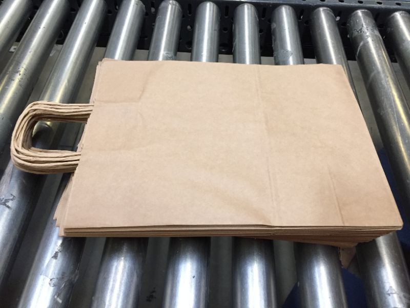 Photo 3 of 10x5x13 Kraft Paper Bags 100 Pcs Kraft Shopping Bags, Paper Gift Bags, Retail Bags, Recycled Bulk Paper Bags, Brown Paper Bags with Handles Bulk
