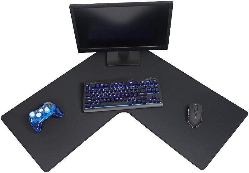Photo 1 of LPadds L Shaped Mouse Pad - Large, 3mm thickness, Stitched Edges, Water Resistant - Corner Mouse Mat for L Shaped Desk, Corner Desk and Gaming Setup
