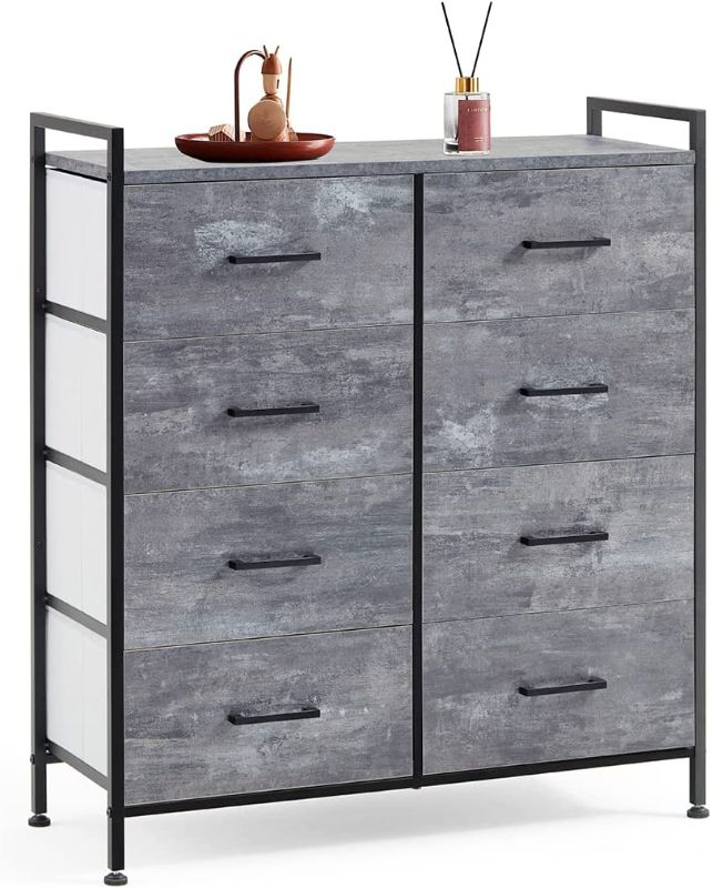 Photo 1 of Dresser with 8 Drawers, LINSY HOME Wood Top Dresser for Bedroom, Large Capacity Dressers Organizer Chest of Drawers for Hallway, Nursery, Entryway, Closets, Sturdy Metal Frame, Easy Pull Handle
