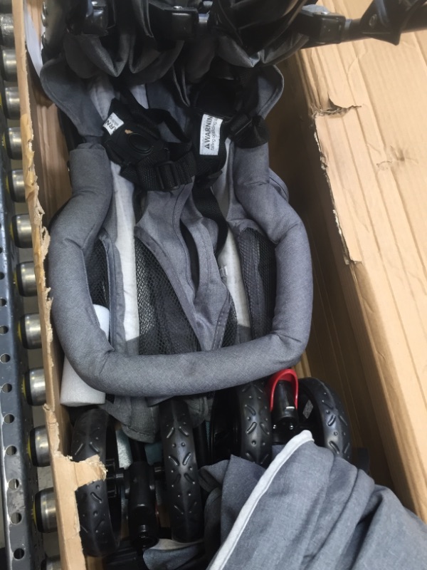 Photo 1 of Dream On Me Volgo Twin Umbrella Stroller in Dark and Light Grey
