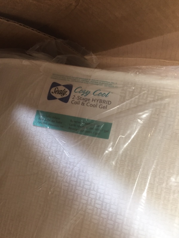 Photo 3 of Sealy Cozy Cool 2-Stage Coil and Gel Crib Mattress - White, 51.7x27.3x5 Inch (Pack of 1)
