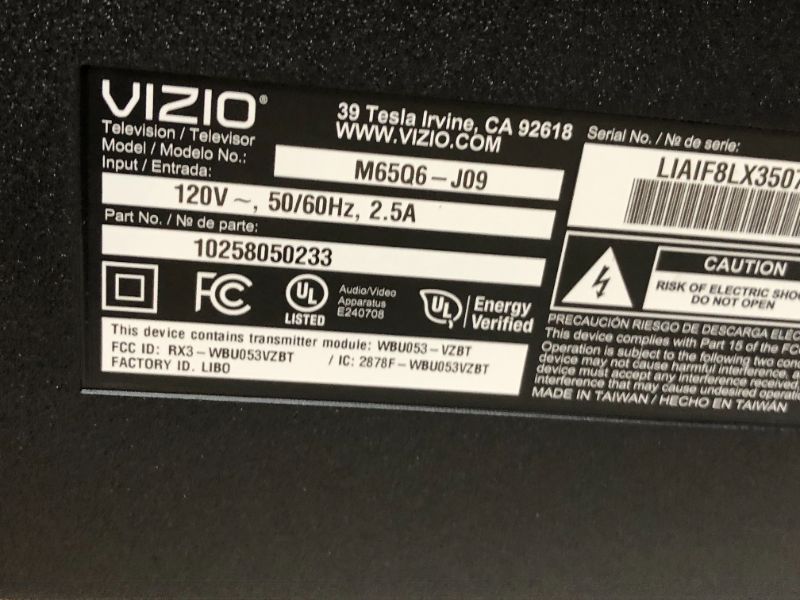 Photo 6 of VIZIO 65-Inch M-Series 4K QLED HDR Smart TV with Voice Remote, Dolby Vision, HDR10+, Alexa Compatibility, VRR with AMD FreeSync, M65Q6-J09, 2021 Model. Factory Sealed. Opened For Inspection, Item is New.
