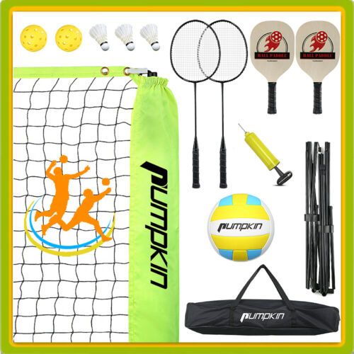 Photo 1 of 17' Pumpkin Portable Badminton Net Set - for Volleyball, Pickleball, Kids Adults
