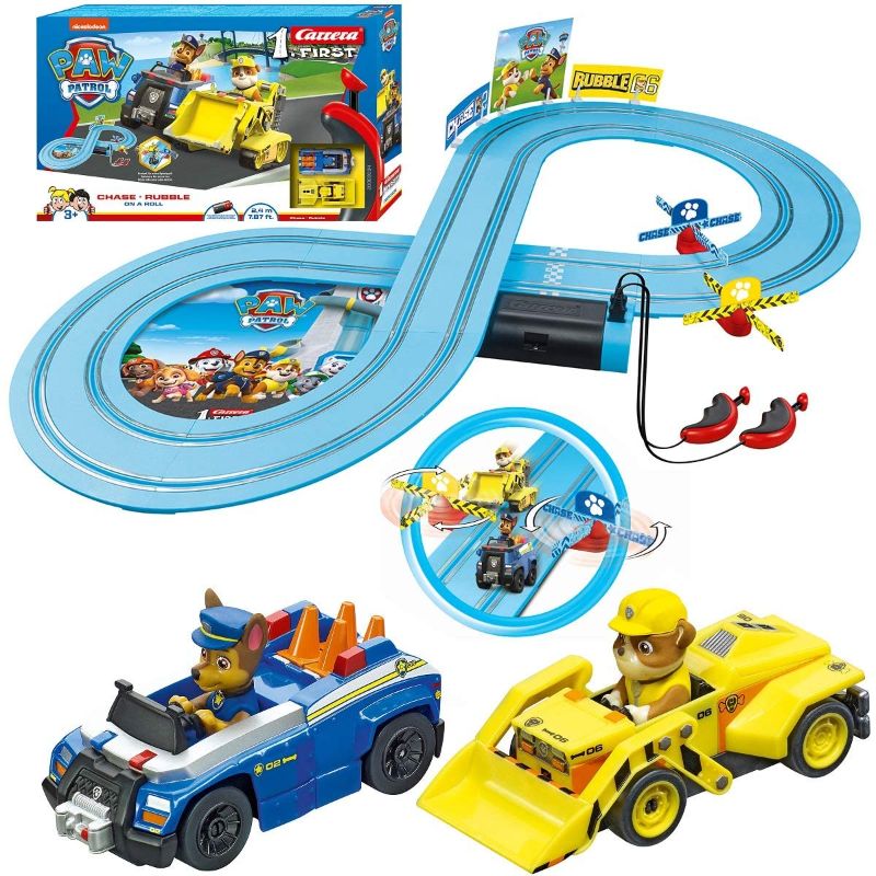 Photo 1 of Carrera First Paw Patrol - Slot Car Race Track - Includes 2 Cars: Chase and Rubble - Battery-Powered Beginner Racing Set for Kids Ages 3 Years and Up
