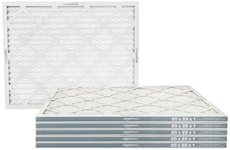 Photo 1 of Amazon Basics Merv 8 AC Furnace Air Filter - 20'' x 25'' x 1'', 6-Pack. Box Packaging Damaged,, Item is New,
