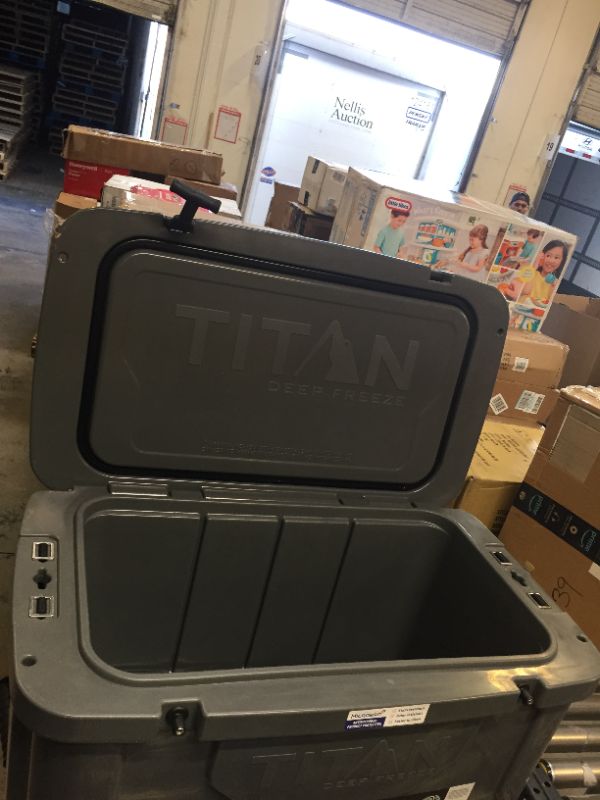 Photo 3 of Arctic Zone Titan Deep Freeze Premium Ice Chest Roto Cooler with Microban Protection - Size 55Q, Color Gray. Moderate Use, Dirty From Previous Use, Scratches and Scuffs on Item, Not in Original Box Packaging. 
