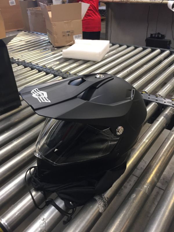 Photo 3 of AHR H-VEN35 Full Face Dual Sport Motorcycle Lightweight Helmet Dirt Bike Off Road ATV DOT Approved (Medium,Matte Black). Box Packaging Damaged, Minor Use, Found Hair on Item,
