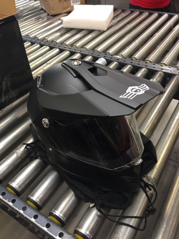 Photo 4 of AHR H-VEN35 Full Face Dual Sport Motorcycle Lightweight Helmet Dirt Bike Off Road ATV DOT Approved (Medium,Matte Black). Box Packaging Damaged, Minor Use, Found Hair on Item,
