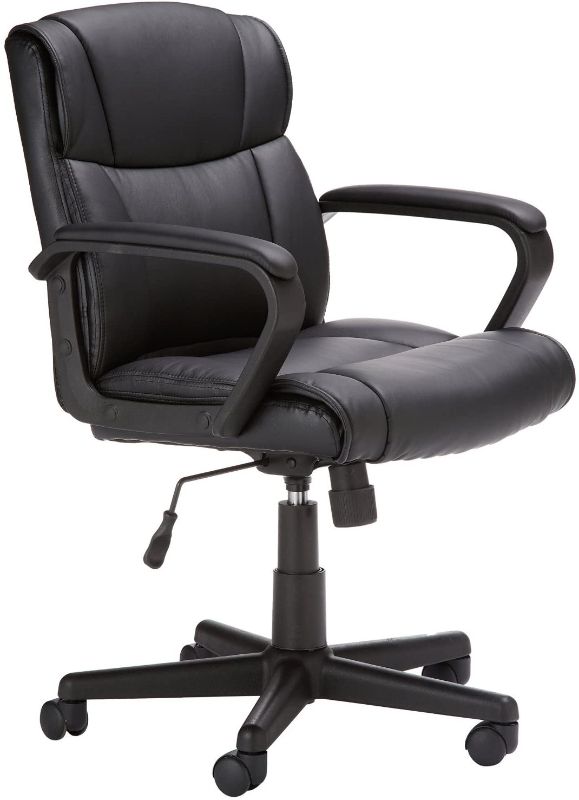 Photo 1 of Amazon Basics Padded Office Desk Chair with Armrests, Adjustable Height/Tilt, 360-Degree Swivel, 275Lb Capacity - Black
