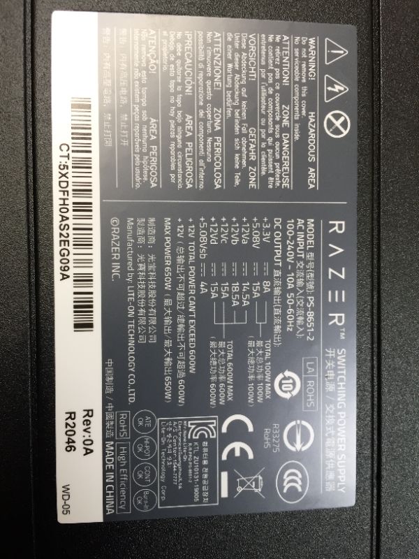 Photo 8 of Razer Core X Aluminum External GPU Enclosure (eGPU): Compatible w/ Windows & MacOS Thunderbolt 3 Laptops, NVIDIA /AMD PCIe Support, 650W PSU, Black


