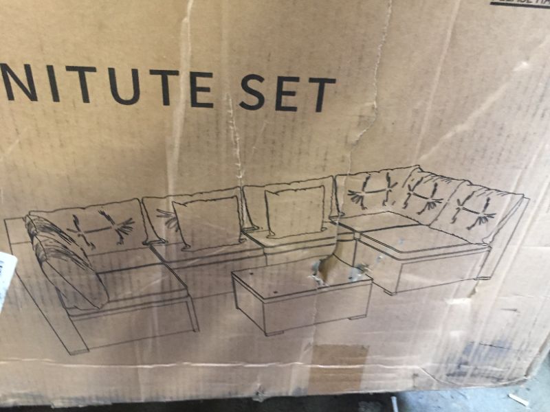 Photo 6 of YITAHOME 8 Pieces Patio Furniture Set, Outdoor Sectional Sofa PE Rattan Wicker Conversation Set Outside Couch with Table and Cushions for Porch Lawn Garden Backyard (Brown)---BOX 1 OF 3 ONLY---INCOMPLETE SET---MISSING BOX 2 AND BOX 3---LOOKS NEW---
