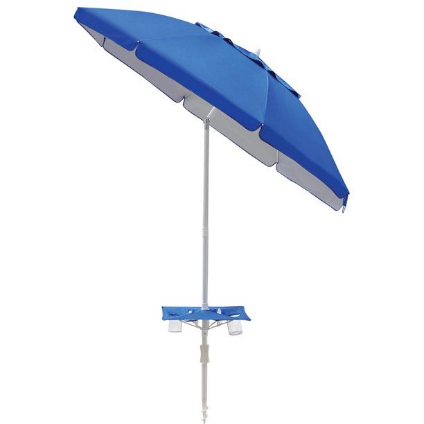 Photo 1 of  7' Beach Umbrella with Table Tilt Sand Anchor light blue
